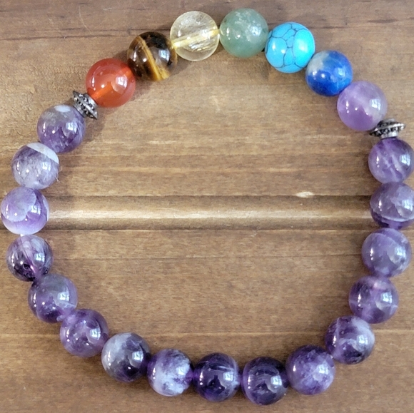 Hand Crafted Jewelry - Hand Crafted Amethyst Gemstone Bracelet Beaded  Women Bohemian Boho Handmade